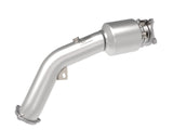 aFe Twisted Steel Down Pipe 3 IN 304 Stainless Steel w/ Cat - Audi / 2.0T / B8 / A4 / A5 / Q5