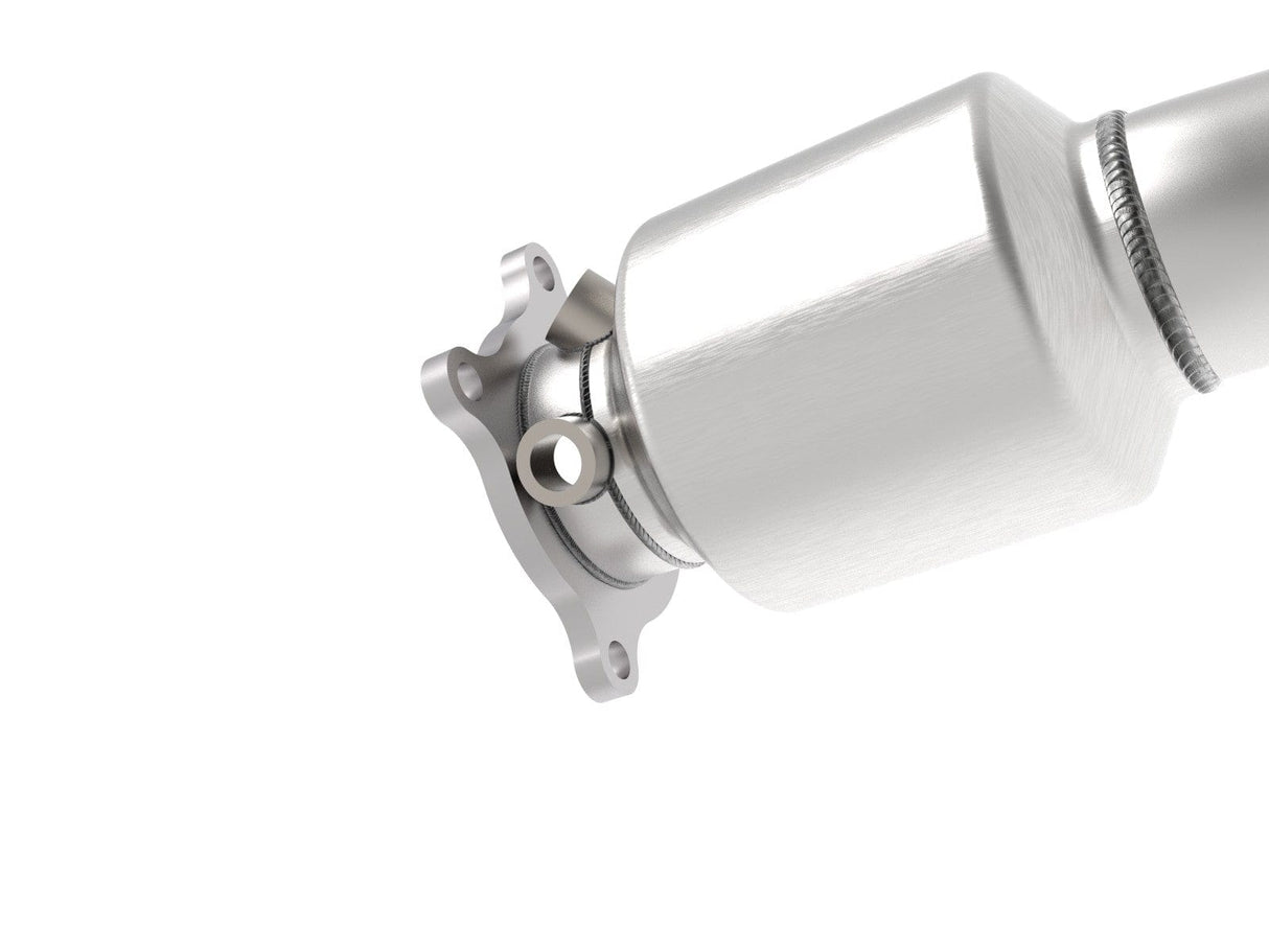 aFe Twisted Steel Down Pipe 3 IN 304 Stainless Steel w/ Cat - Audi / 2.0T / B8 / A4 / A5 / Q5