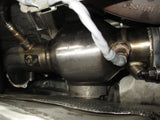 aFe Twisted Steel Down Pipe 3 IN 304 Stainless Steel w/ Cat - Audi / 2.0T / B8 / A4 / A5 / Q5