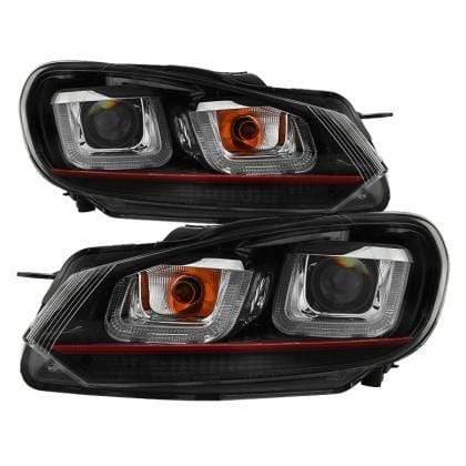 Spyder Volkswagen Golf / GTI 10-13 Version 3 Projector Headlights - Dual U DRL - Black