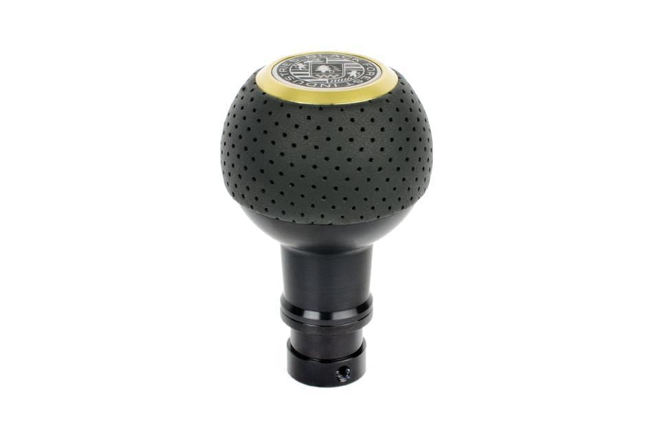 BFI Heavy Weight Shift Knob Black Anodized - Air Leather - Gold Top (964-997 Porsche Fitment)