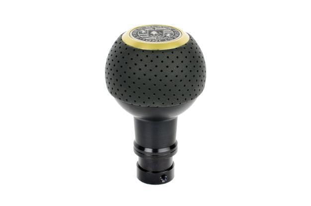 BFI Heavy Weight Shift Knob Black Anodized - Air Leather - Gold Top (981 / 991 Porsche Fitment)
