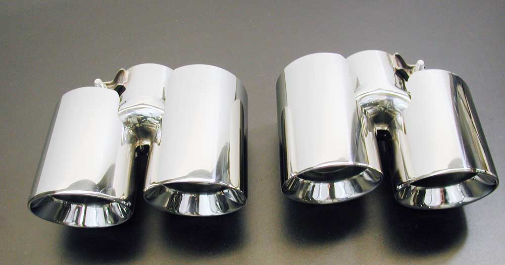 Racing Dynamics Dual Tailpipe Tips, Porsche 997 2006-12 Small Inlet (NLA)