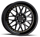 Aodhan AH02 17" 4x100/114.3 Gloss Black (Gold Rivet)