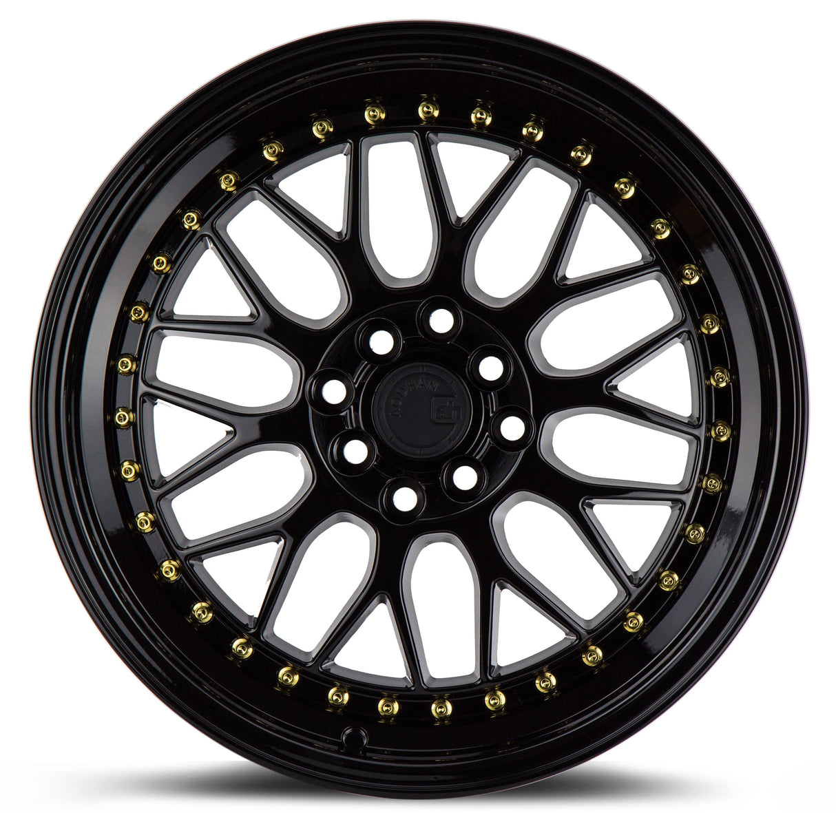 Aodhan AH02 17" 4x100/114.3 Gloss Black (Gold Rivet)