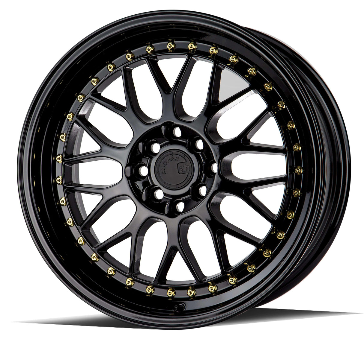 Aodhan AH02 17" 4x100/114.3 Gloss Black (Gold Rivet)
