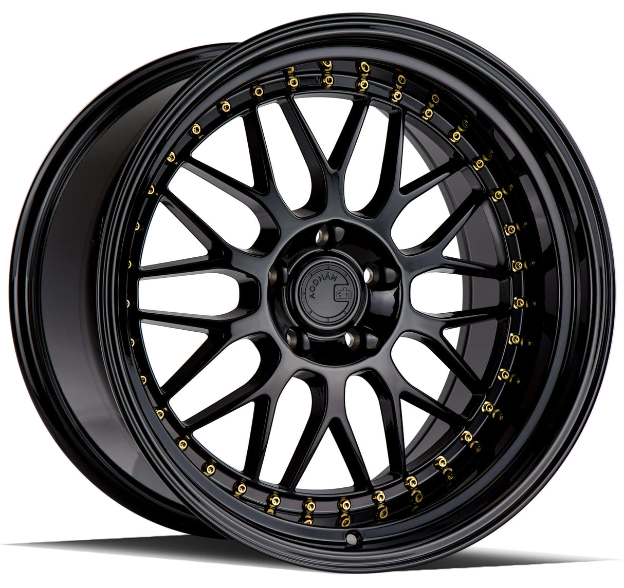 Aodhan AH02 18" 5x114.3 Gloss Black (Gold Rivet)
