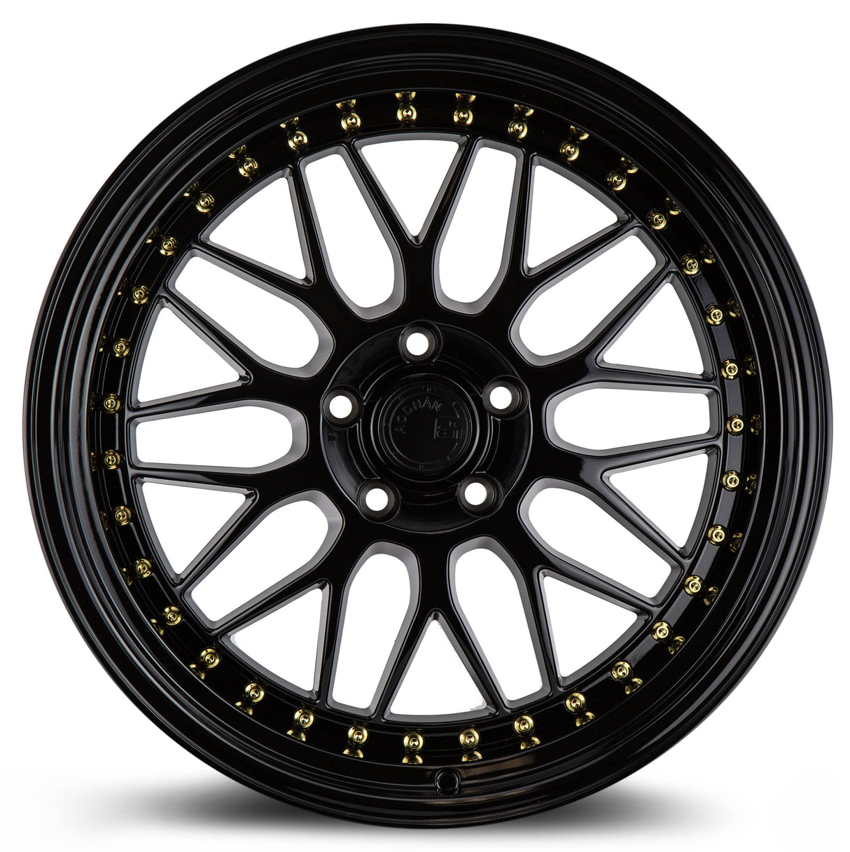 Aodhan AH02 18" 5x114.3 Gloss Black (Gold Rivet)