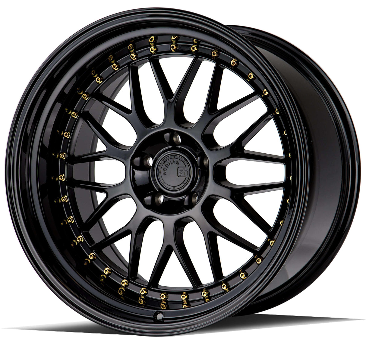 Aodhan AH02 18" 5x114.3 Gloss Black (Gold Rivet)