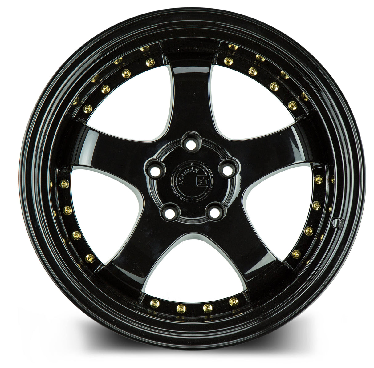 Aodhan AH03 19" 5x114.3 Full Gloss Black (Gold Rivet)
