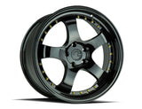 Aodhan AH01 17" 5x100/114.3 Full Gloss Black (Gold Rivet)
