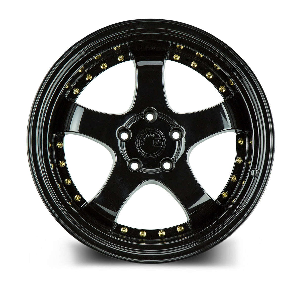 Aodhan AH01 17" 5x100/114.3 Full Gloss Black (Gold Rivet)