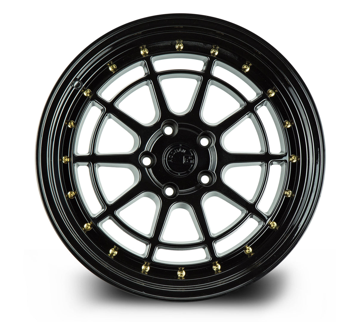 Aodhan AH04 18" 5x114.3 Full Gloss Black (Gold Rivet)