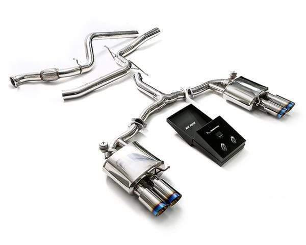 ARMYTRIX Stainless Steel Valvetronic Catback Exhaust System Quad Blue Coated Tips Audi A4 2.0L TFSI B9 4WD 17+