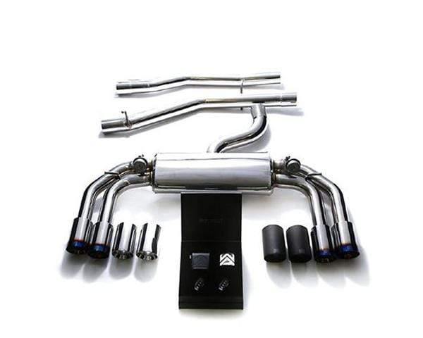 ARMYTRIX Stainless Steel Valvetronic Catback Exhaust System Quad Matte Black Tips Audi S3 8V Sportback 13-18