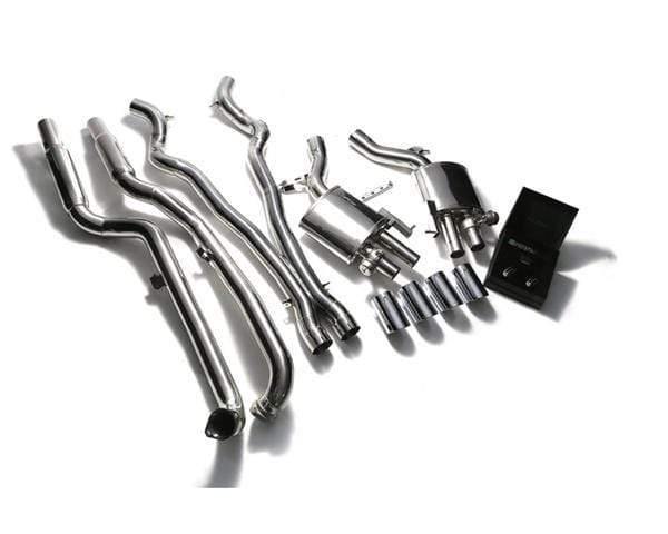 ARMYTRIX Stainless Steel Valvetronic Catback Exhaust System Quad Matte Black Tips BMW F10 M5 12-17