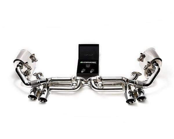 ARMYTRIX Stainless Steel Valvetronic Catback Exhaust System Quad Chrome Silver Tips Porsche 991.2 Turbo