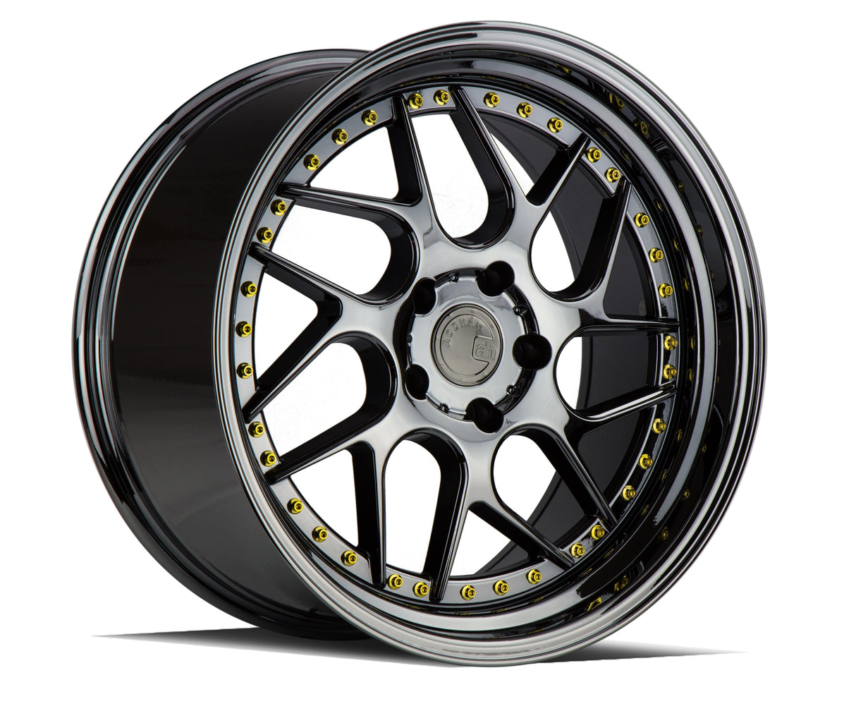 Aodhan DS01 18" 5x114.3 Black Vacuum W/ Gold Rivets