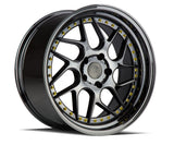Aodhan DS01 18" 5x114.3 Black Vacuum W/ Gold Rivets