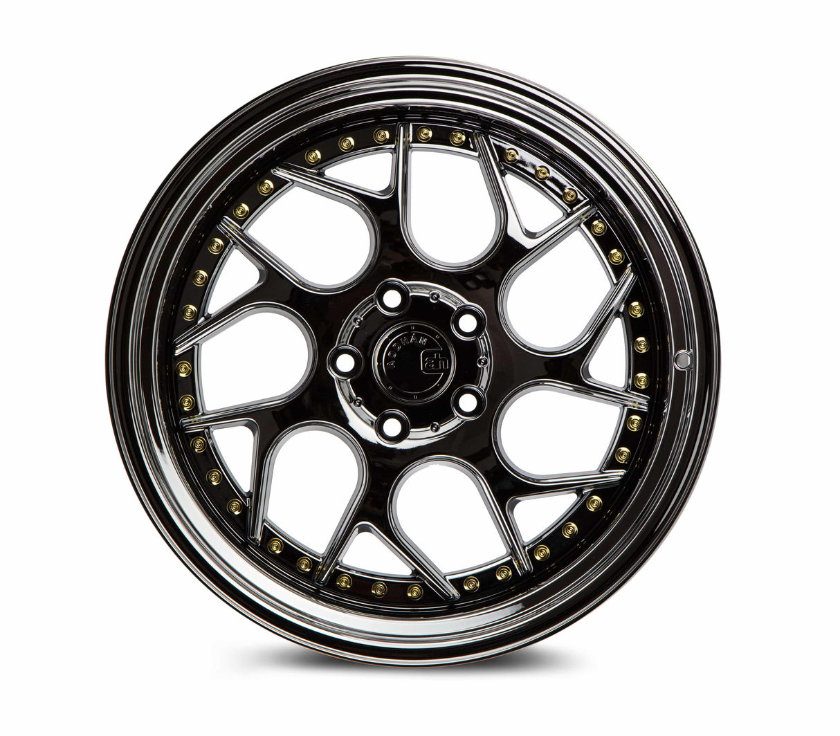 Aodhan DS01 18" 5x100 Black Vacuum W/ Gold Rivets