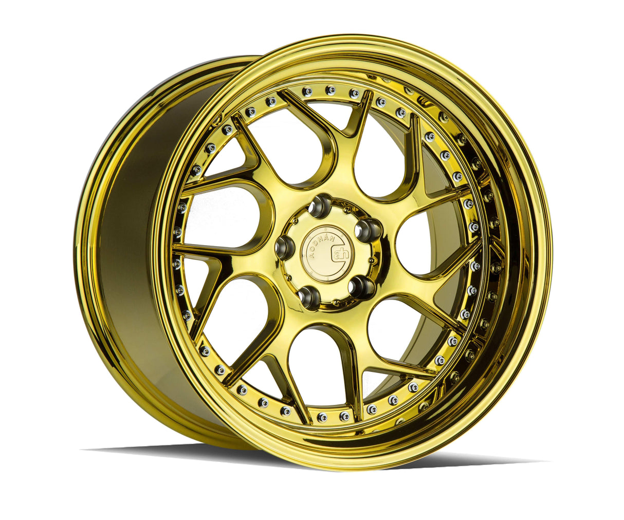Aodhan DS01 18" 5x120 Gold Vacuum W/ Chrome Rivets