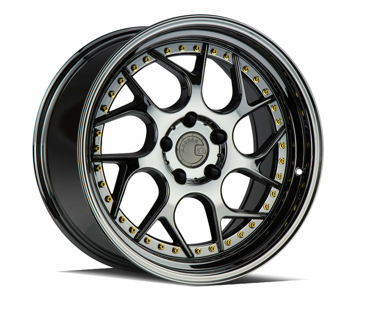 Aodhan DS01 18" 5x100 Black Vacuum W/ Gold Rivets