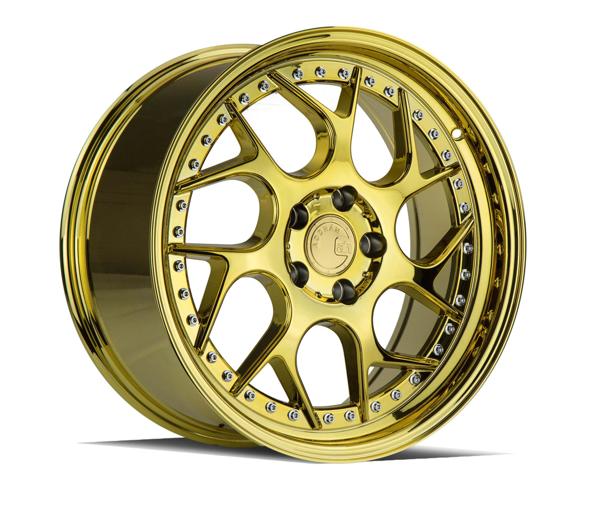 Aodhan DS01 18" 5x112 Gold Vacuum W/ Chrome Rivets