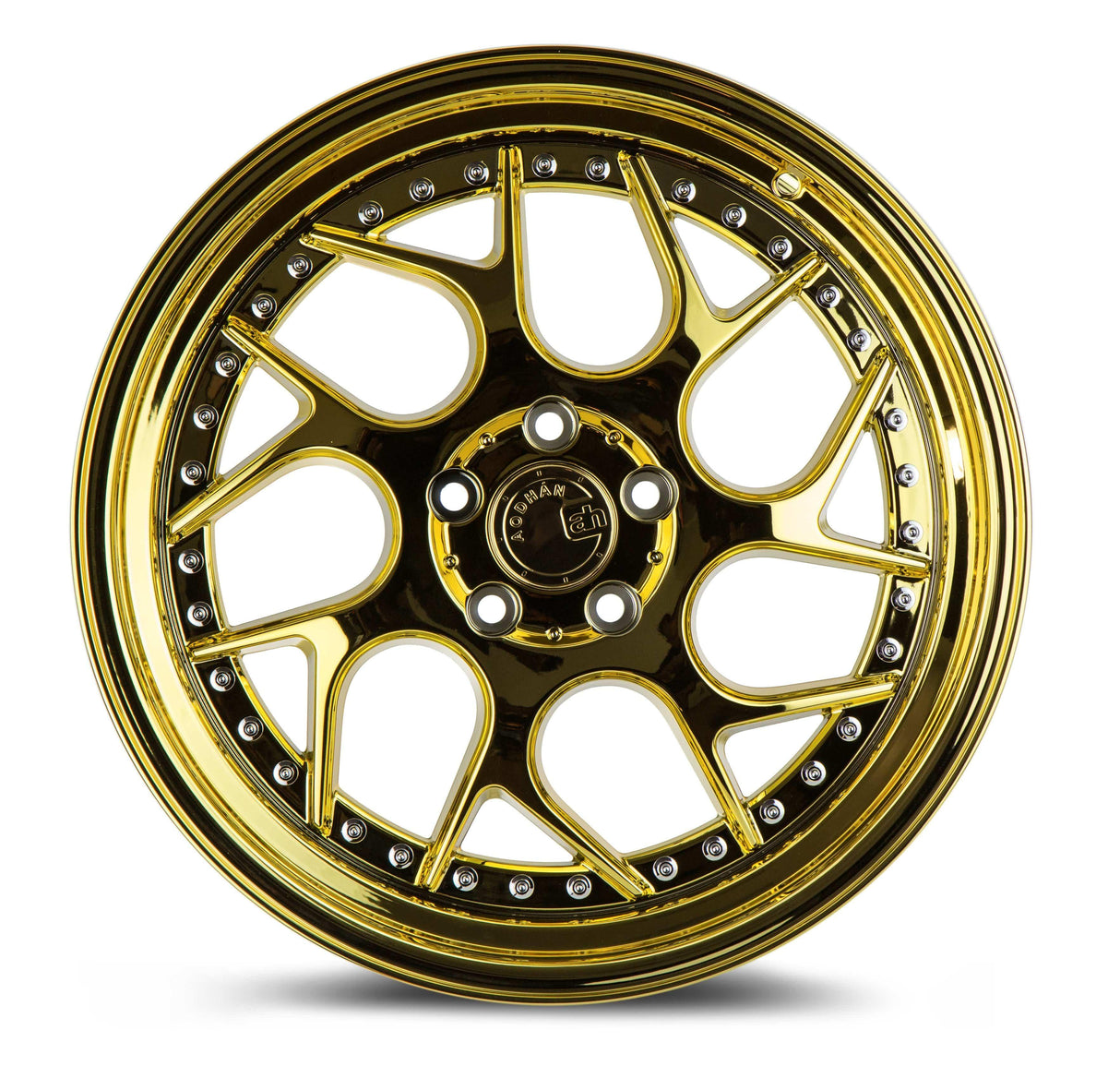 Aodhan DS01 18" 5x120 Gold Vacuum W/ Chrome Rivets