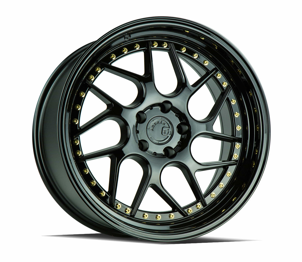 Aodhan DS01 18" 5x120 Gloss Black W /Gold Rivets