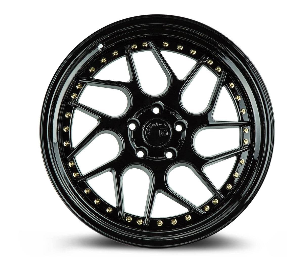 Aodhan DS01 18" 5x120 Gloss Black W /Gold Rivets