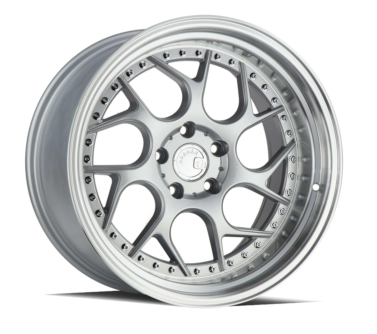 Aodhan DS01 18" 5x100 Silver Machined Lip w/Chrome Rivets