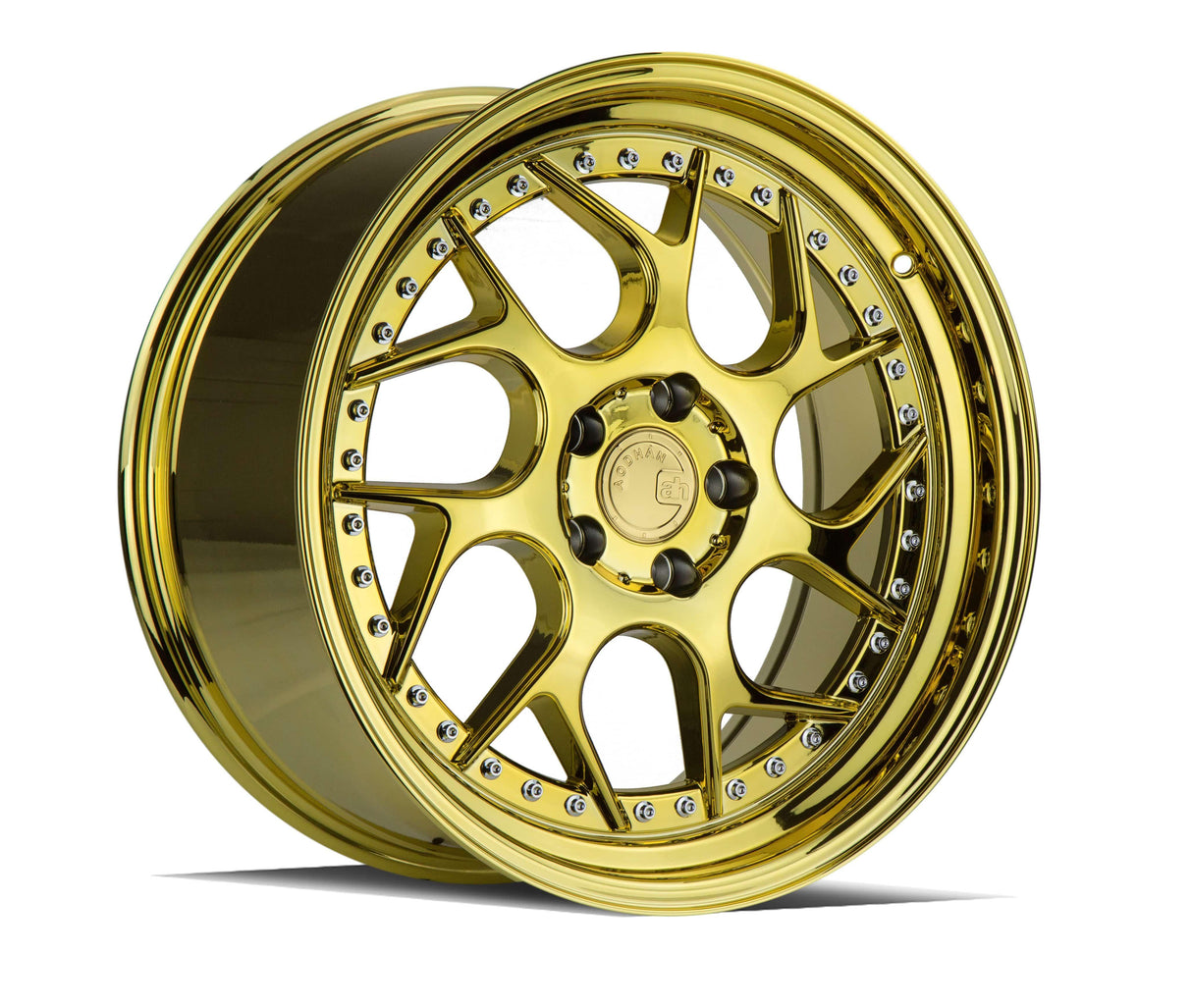 Aodhan DS01 18" 5x112 Gold Vacuum W/ Chrome Rivets