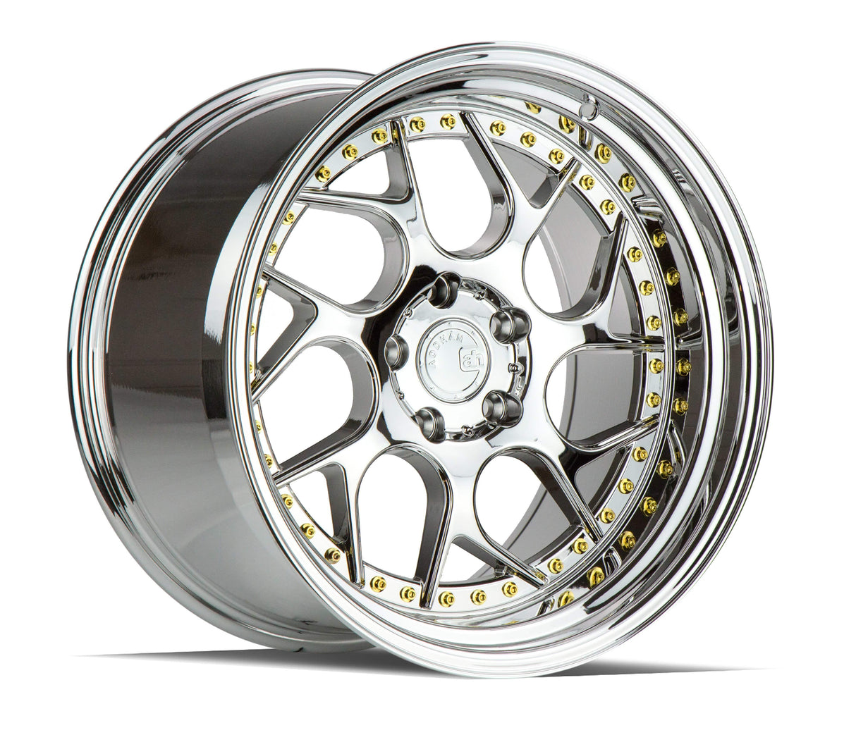 Aodhan DS01 19" 5x120 Vacuum Chrome W/ Gold Rivets