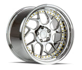 Aodhan DS01 19" 5x120 Vacuum Chrome W/ Gold Rivets
