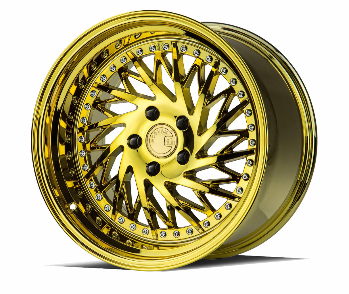 Aodhan DS03 (Passenger Side) 18" 5x114.3 Gold Vacuum w/ Chrome Rivets