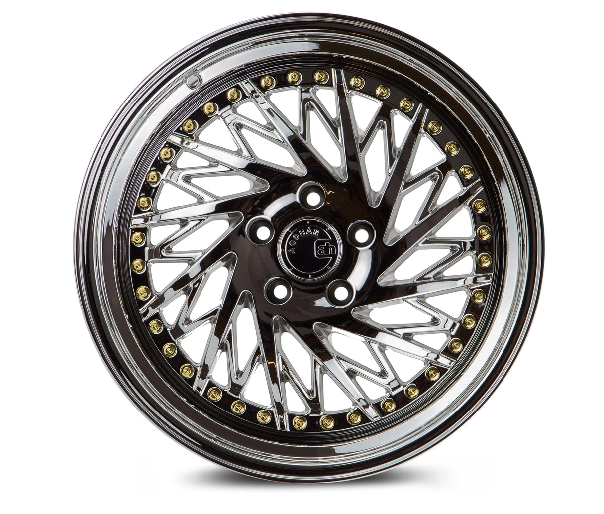 Aodhan DS03 (Passenger Side) 18" 5x114.3 Vacuum Chrome w/Gold Rivets