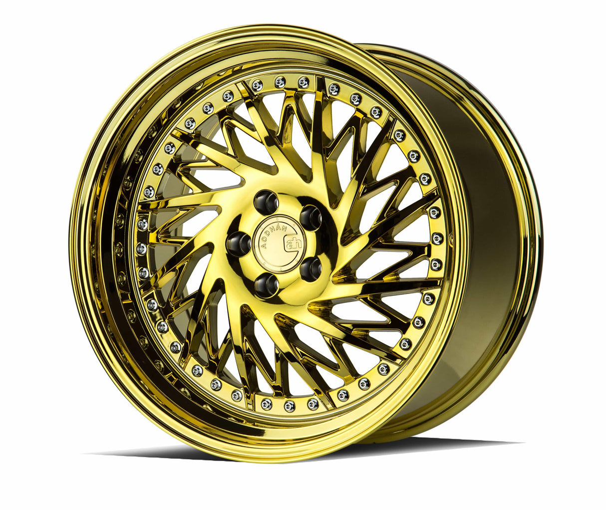 Aodhan DS03 (Passenger Side) 18" 5x114.3 Gold Vacuum w/ Chrome Rivets