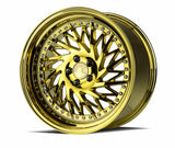 Aodhan DS03 (Passenger Side) 18" 5x114.3 Gold Vacuum w/ Chrome Rivets