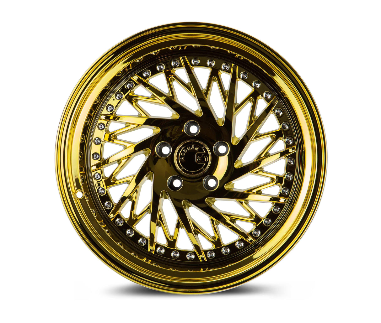 Aodhan DS03 (Passenger Side) 18" 5x114.3 Gold Vacuum w/ Chrome Rivets