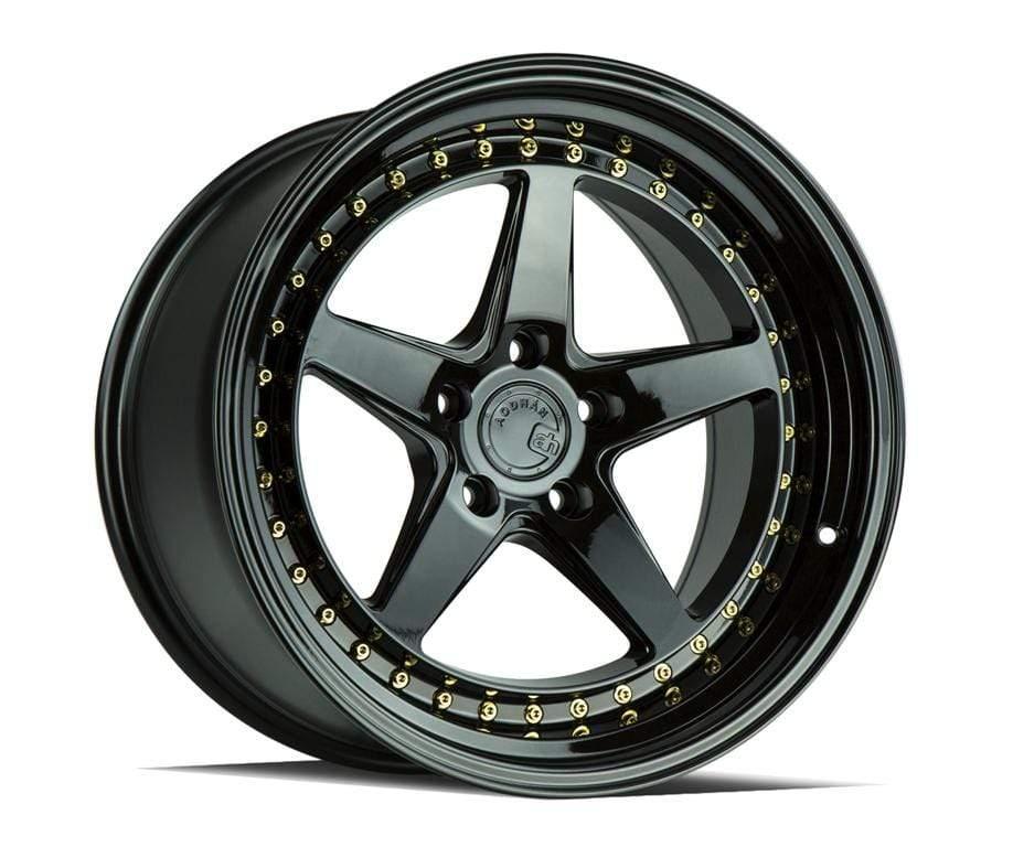 Aodhan DS05 18" 5x114.3 Gloss Black w/ Gold Rivets