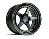 Aodhan DS05 18" 5x114.3 Gloss Black w/ Gold Rivets
