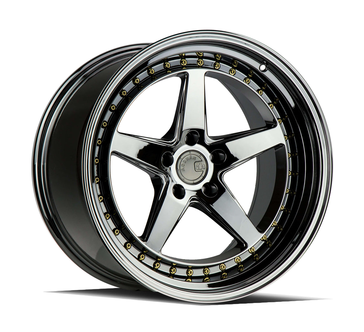 Aodhan DS05 19" 5x114.3 Black Vacuum w/Gold Rivets