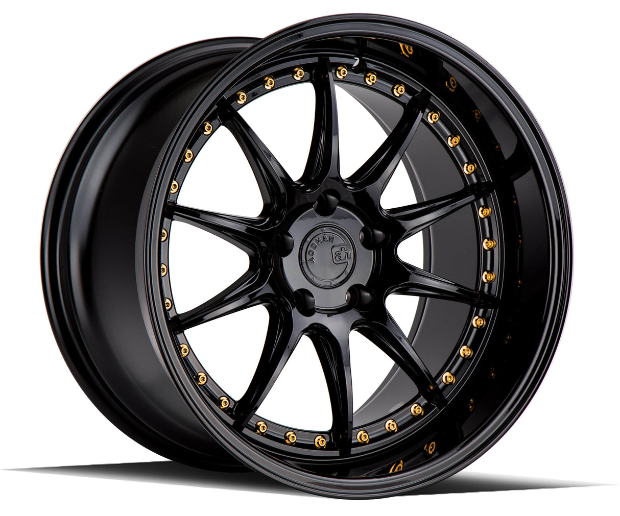 Aodhan DS07 18" 5x114.3 Gloss Black w/ Gold Rivets