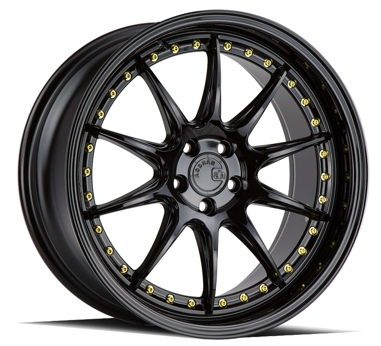 Aodhan DS07 18" 5x114.3 Gloss Black w/ Gold Rivets