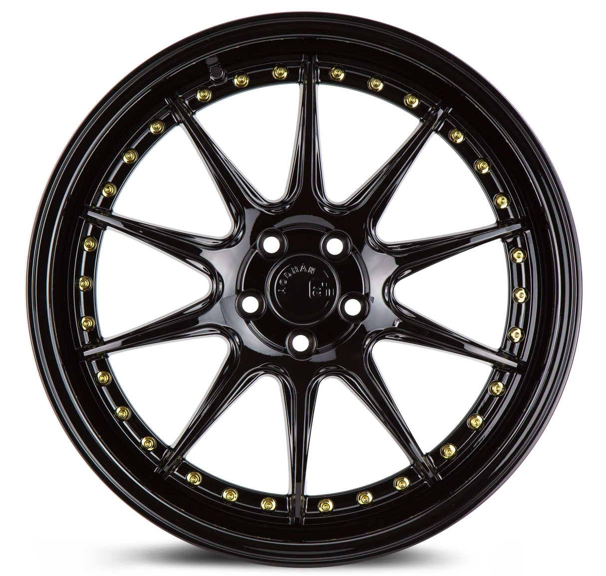 Aodhan DS07 19" 5x114.3 Gloss Black w/ Gold Rivets