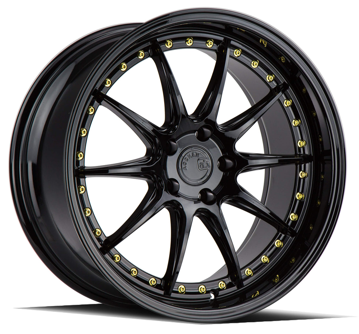 Aodhan DS07 19" 5x114.3 Gloss Black w/ Gold Rivets