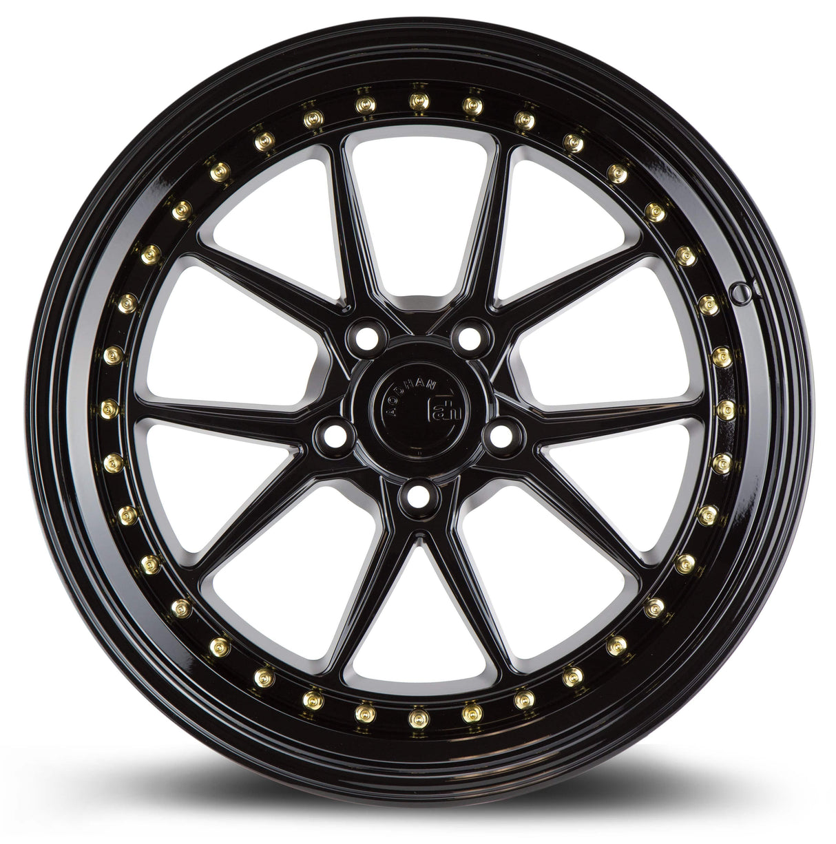 Aodhan DS08 19" 5x120 Gloss Black w/ Gold Rivets