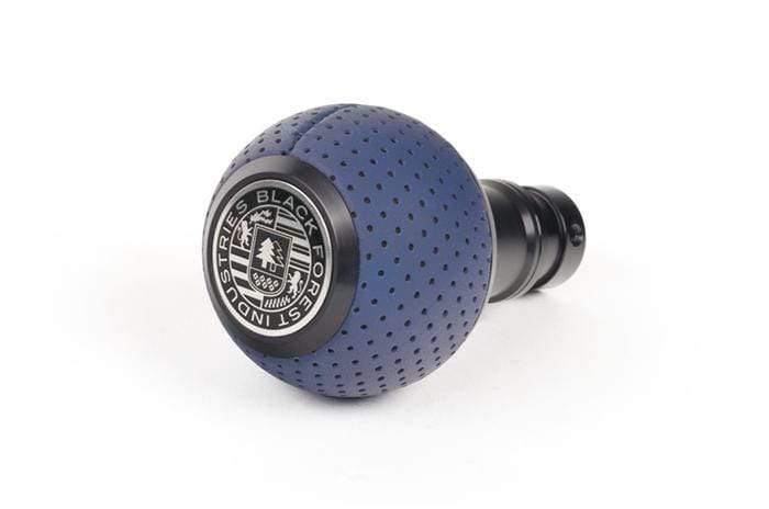 BFI Heavy Weight Shift Knob - Porsche Maritime Blue Leather - Black Anodized (VW/Audi Fitment)