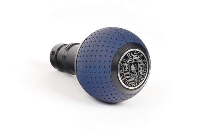 BFI Heavy Weight Shift Knob - Porsche Maritime Blue Leather - Black Anodized (VW/Audi Fitment)