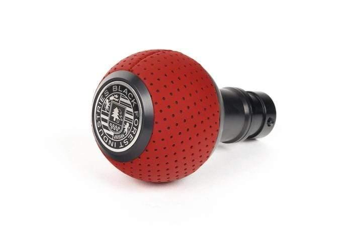 BFI Heavy Weight Shift Knob - Rosso Centaurus Leather - Black Anodized (BMW Fitment)